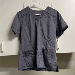 Gray V-Neck Scrub Top